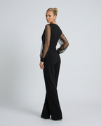 Ellen jumpsuit met pailletten en mesh mouwen voor speciale gelegenheden. 4