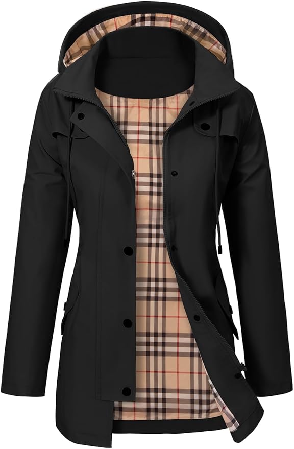 Elegante dames hooded parka met knopen en zakken, perfect voor de herfst.