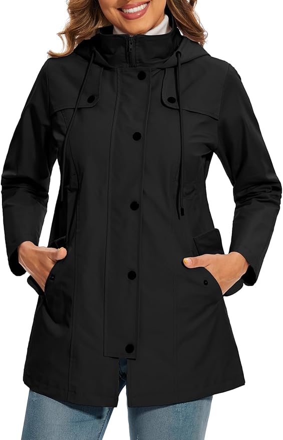 Elegante dames hooded parka met knopen en zakken, perfect voor de herfst. 2