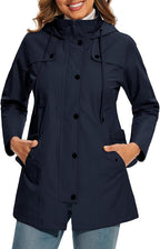 Elegante dames hooded parka met knopen en zakken, perfect voor de herfst. 3
