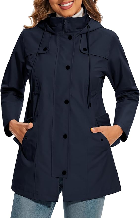 Elegante dames hooded parka met knopen en zakken, perfect voor de herfst. 3