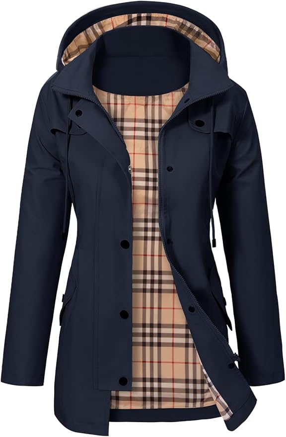Elegante dames hooded parka met knopen en zakken, perfect voor de herfst. 4