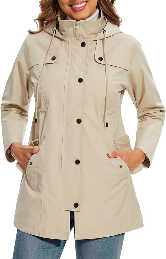 Elegante dames hooded parka met knopen en zakken, perfect voor de herfst. 6