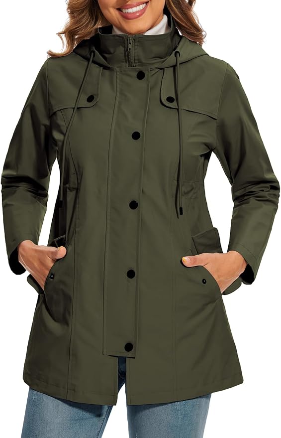 Elegante dames hooded parka met knopen en zakken, perfect voor de herfst. 8
