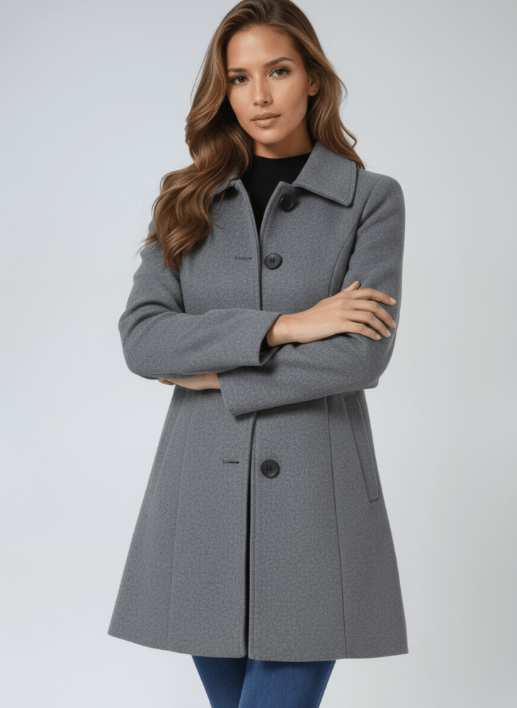 Elegante dames winterjas met een enkele knoopsluiting