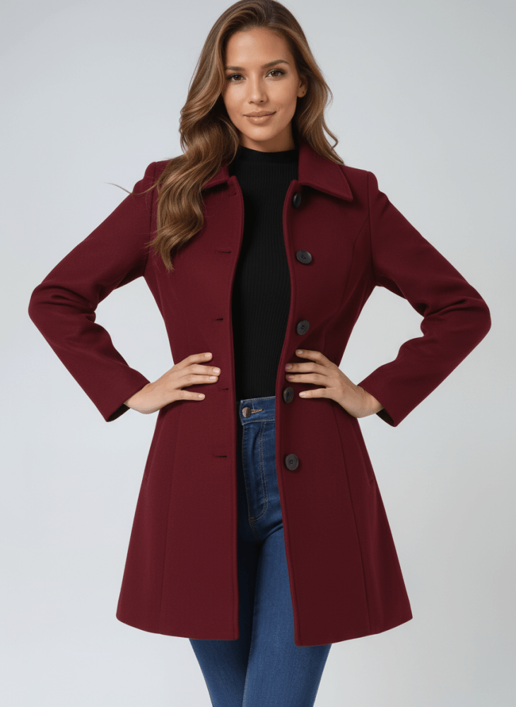 Elegante dames winterjas met een enkele knoopsluiting 2