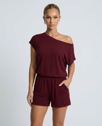Comfortabele romper met off-shoulder halslijn en korte mouwen voor vrouwen.