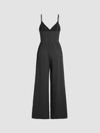 Jasmine V-hals Cami Wijde Pijpen Jumpsuit in olijfgroen, zwart en khaki. 11