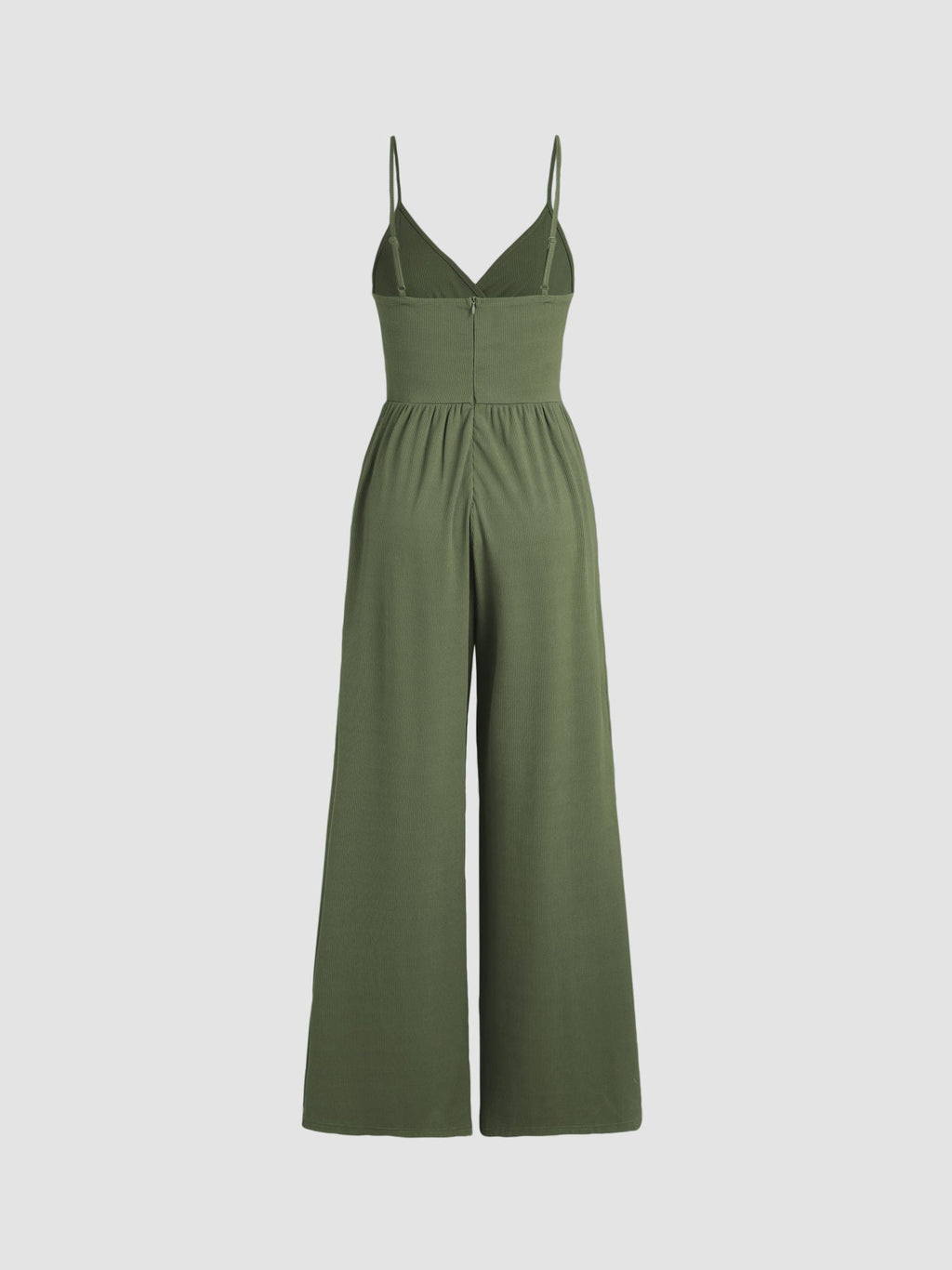 Jasmine V-hals Cami Wijde Pijpen Jumpsuit in olijfgroen, zwart en khaki. 5
