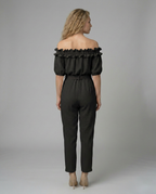 Jessie off-shoulder jumpsuit met elegante tailleband in perzikkleur 5