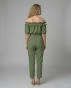 Jessie off-shoulder jumpsuit met elegante tailleband in perzikkleur 8