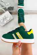 Kristal Stripe Sneakers in Groen, Beperkte Editie, met luxe sprankeling.