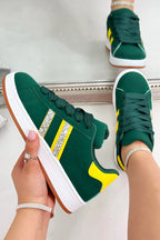 Kristal Stripe Sneakers in Groen, Beperkte Editie, met luxe sprankeling. 2
