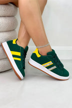 Kristal Stripe Sneakers in Groen, Beperkte Editie, met luxe sprankeling. 3