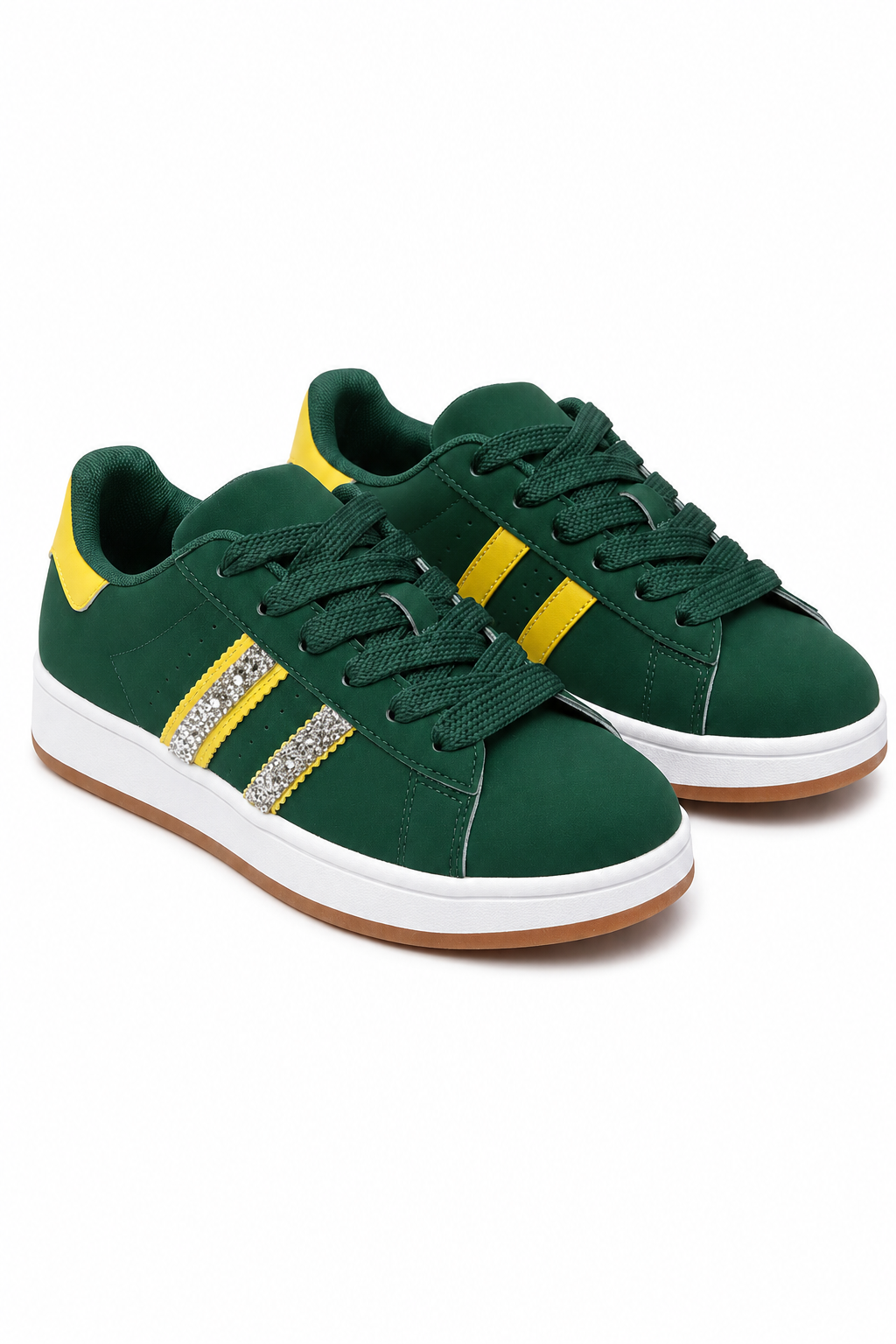 Kristal Stripe Sneakers in Groen, Beperkte Editie, met luxe sprankeling. 4