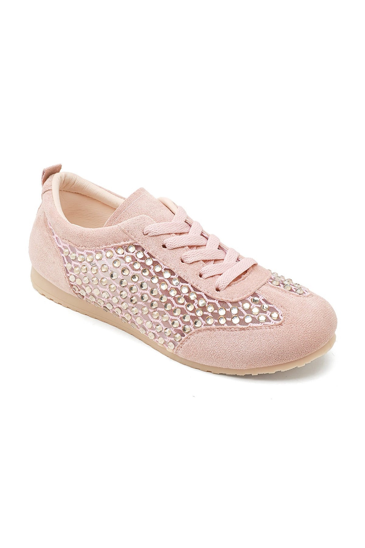 Kristallen Contour Sprankelende Paneel Sneakers in Roze 3