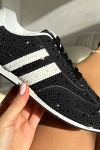 Elegante zwarte veterschoenen met kristallen voor dagelijks gebruik. 2