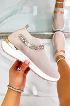 Kristallen Halo Comfort Stretch Slip On Trainers in glanzend roze.