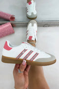 Kristallen Stripe Simba Sneakers in Wit en Roze, Beperkte Editie