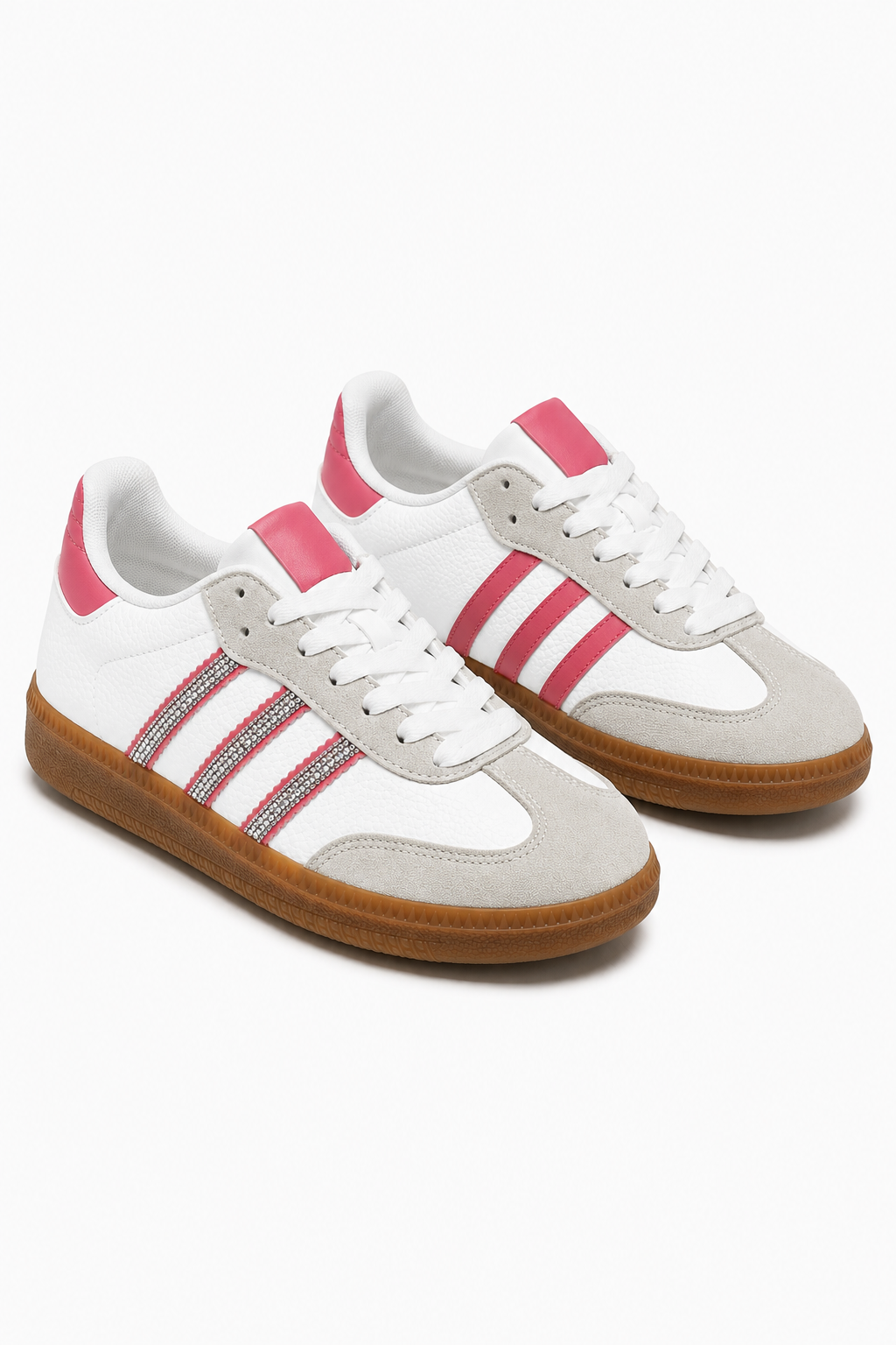 Kristallen Stripe Simba Sneakers in Wit en Roze, Beperkte Editie 3
