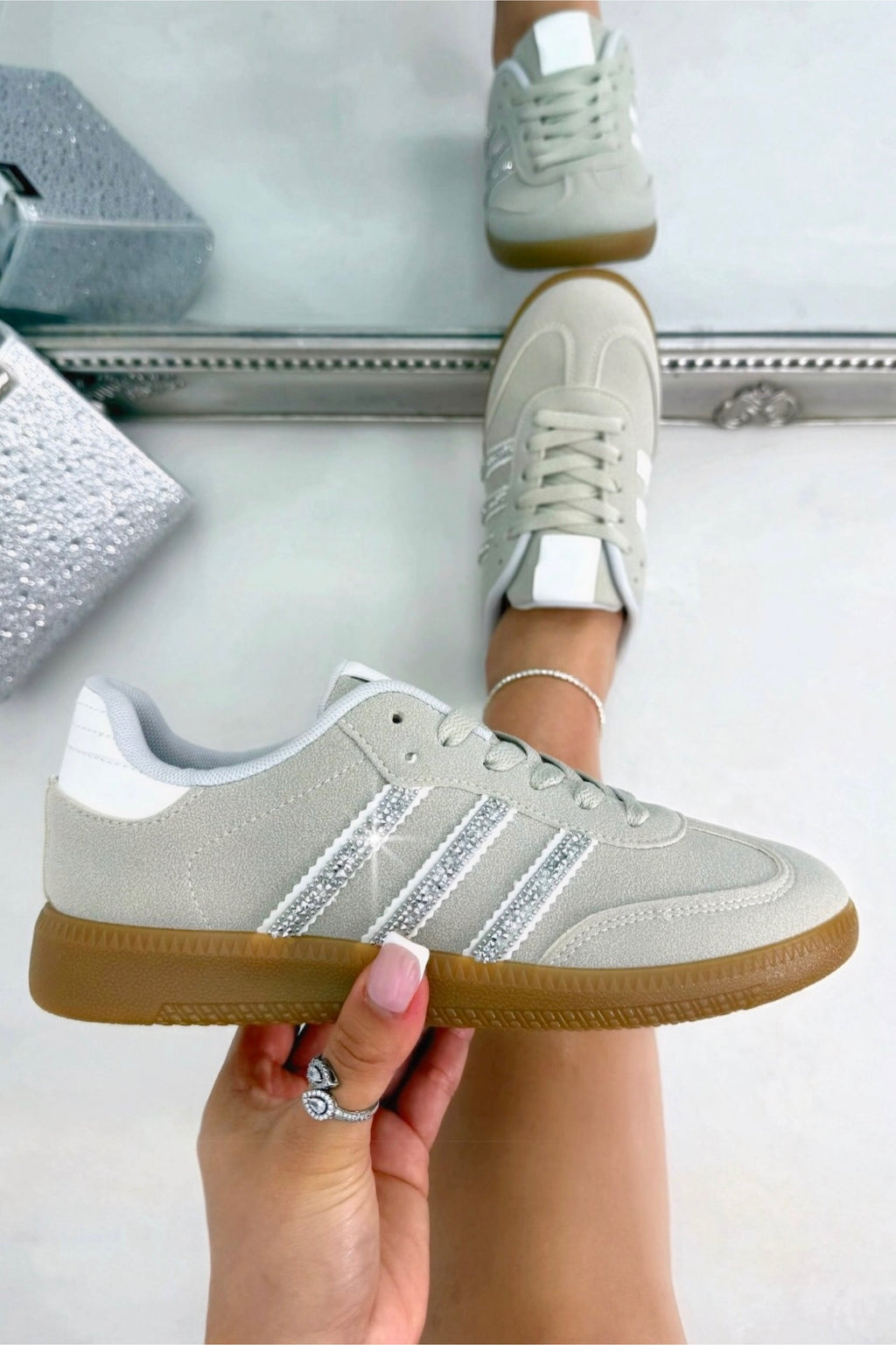 Lemonade Kristallen Stripe Simba Trainers Beperkte Editie in Grijs