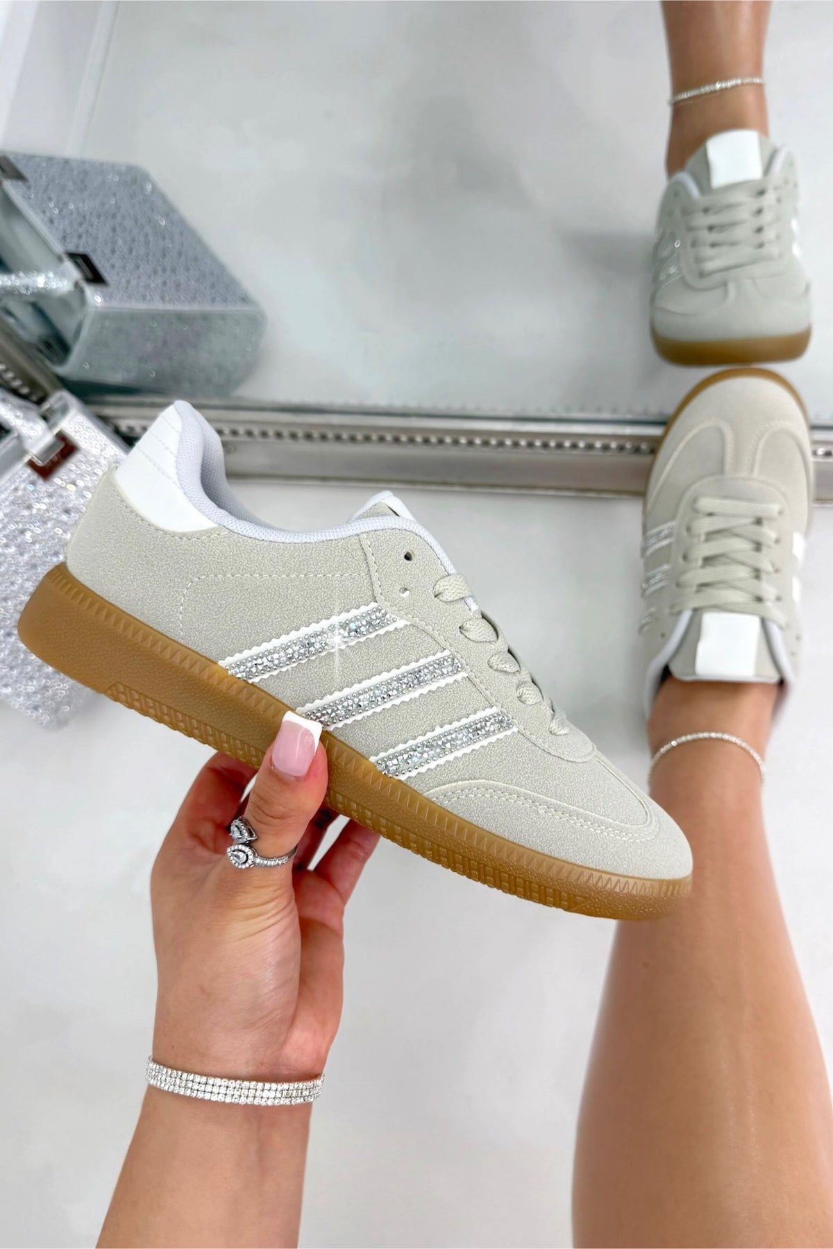 Lemonade Kristallen Stripe Simba Trainers Beperkte Editie in Grijs 2