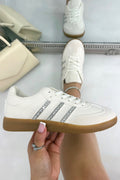Kristallen Stripe Simba Trainers in Nude kleur, Beperkte Editie