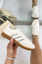 Kristallen Stripe Simba Trainers in Nude kleur, Beperkte Editie 2