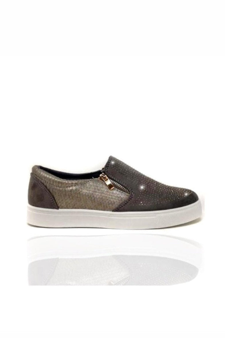 Glamoureuze Kristallen Suède Rits Pumps in grijs met decoratieve details. 7