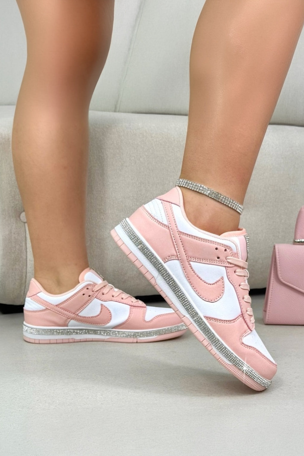 Kristallen Trim Sportieve Sneakers in Candy Roze 2