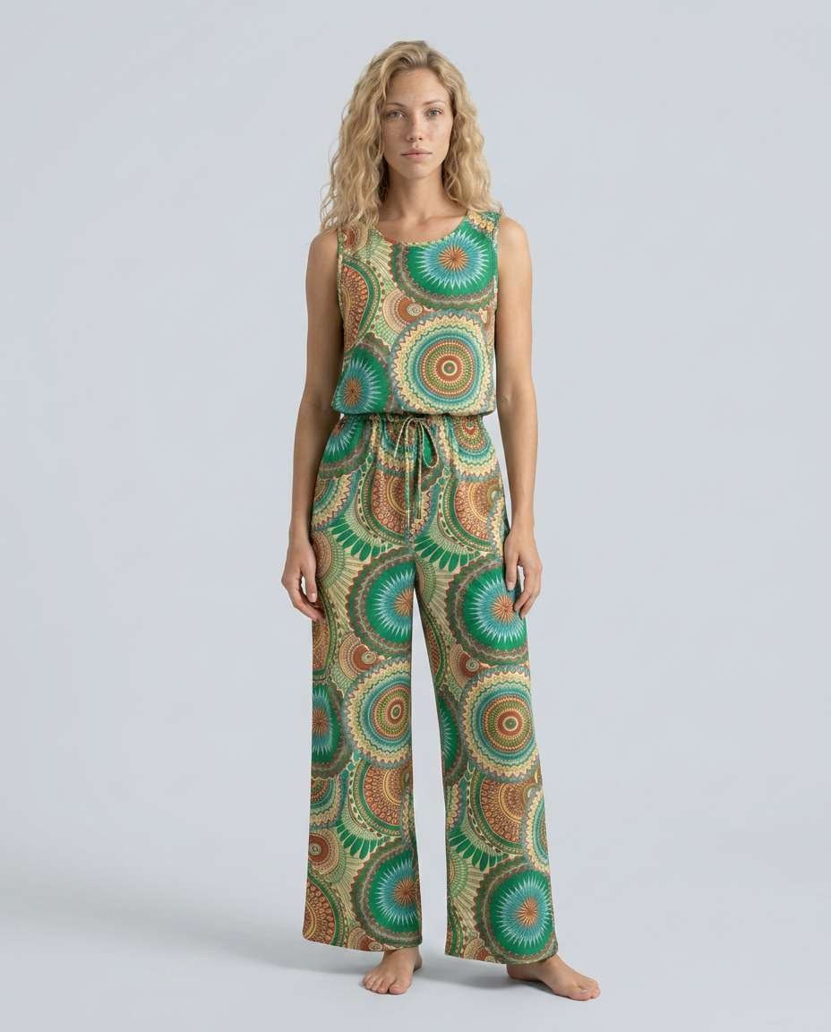 Gedrukt jumpsuit met elastische taille voor vrouwen.