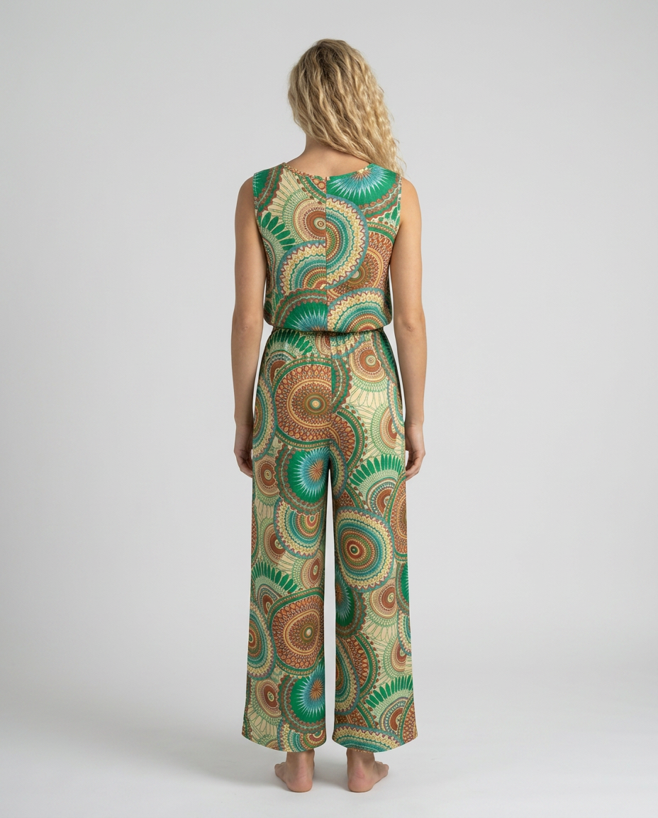 Gedrukt jumpsuit met elastische taille voor vrouwen. 2