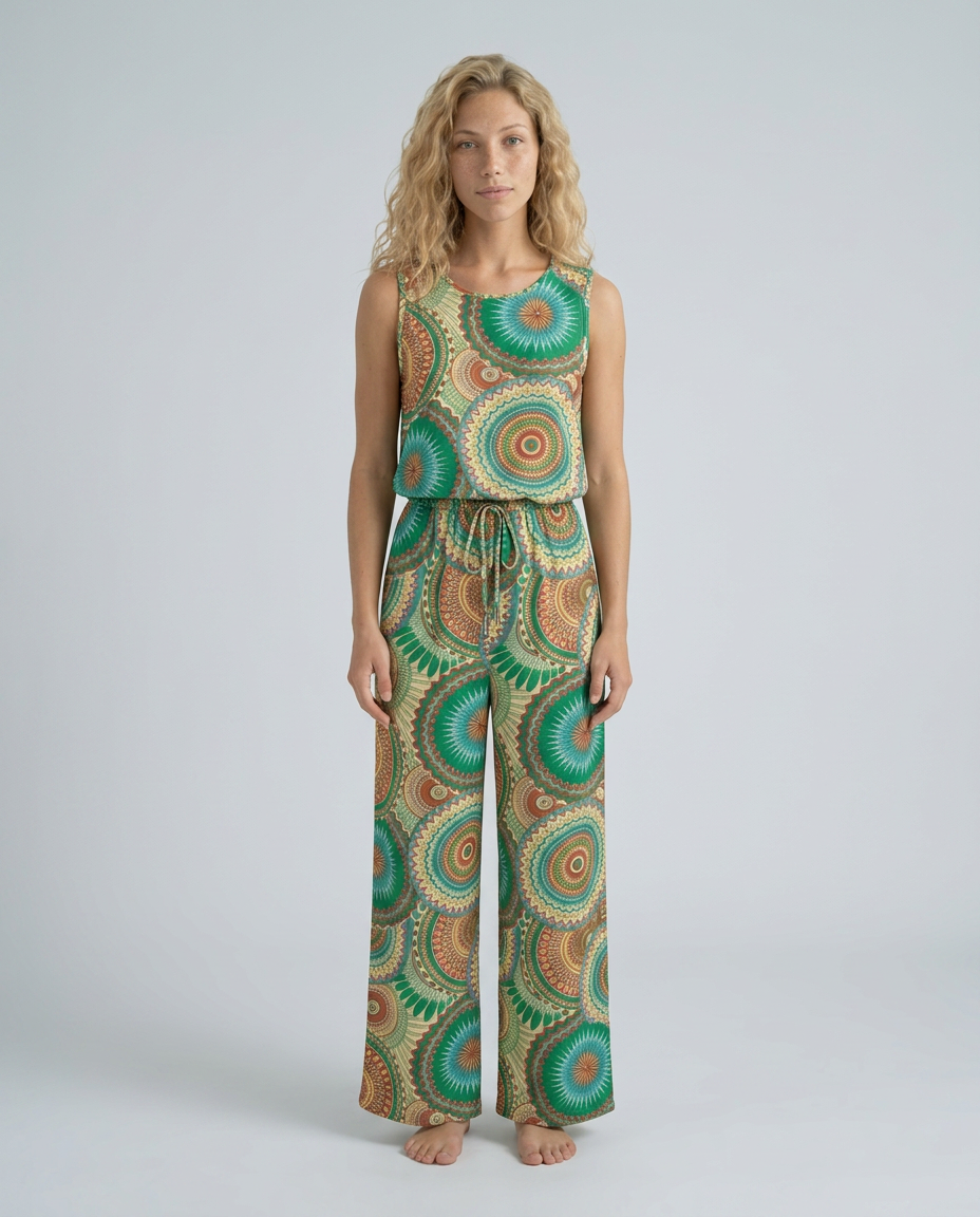 Gedrukt jumpsuit met elastische taille voor vrouwen. 4