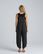Lou ontspannen jumpsuit met brede pijpen in blauw 11