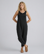 Lou ontspannen jumpsuit met brede pijpen in blauw 12