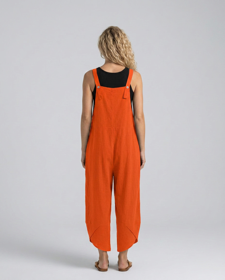 Lou ontspannen jumpsuit met brede pijpen in blauw 15