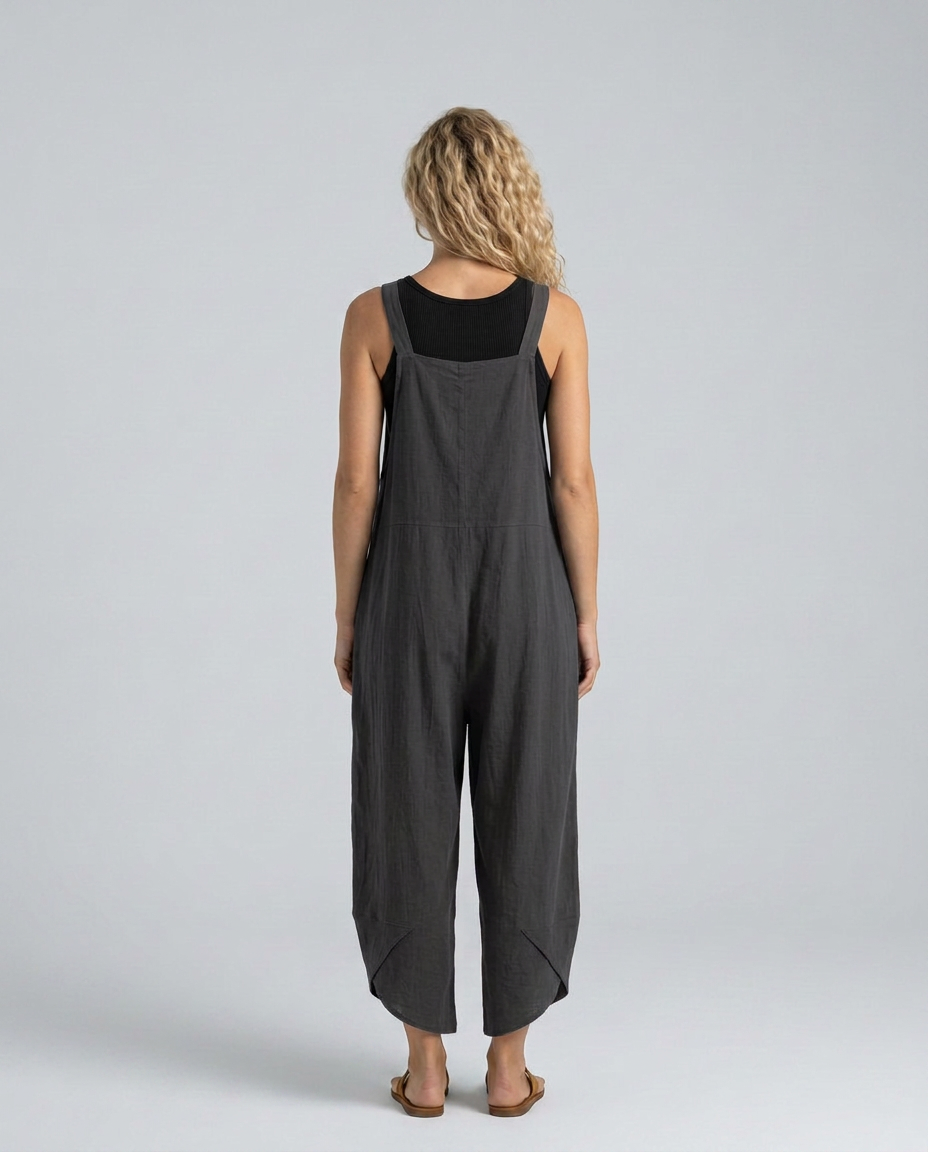 Lou ontspannen jumpsuit met brede pijpen in blauw 5
