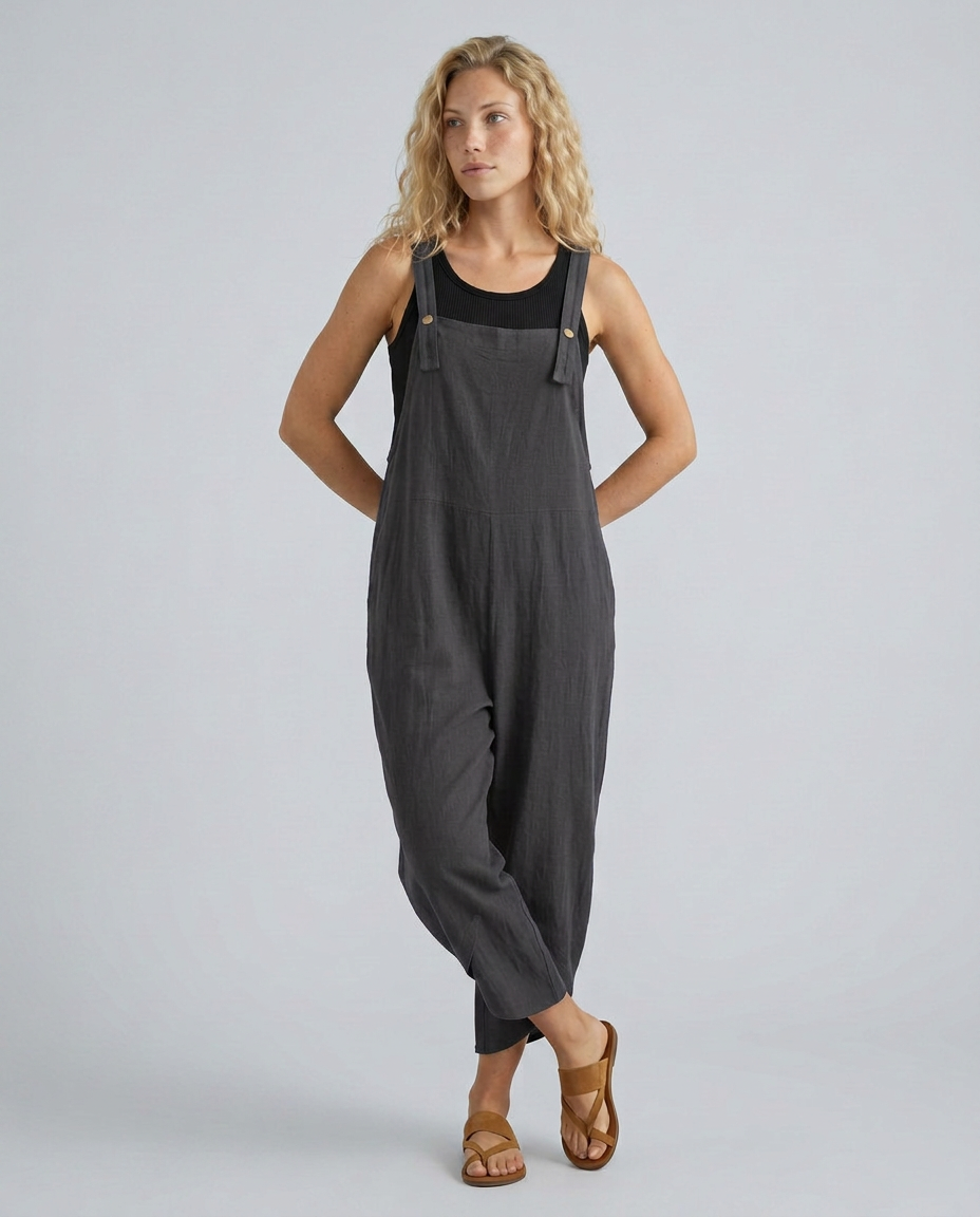 Lou ontspannen jumpsuit met brede pijpen in blauw 6