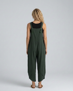 Lou ontspannen jumpsuit met brede pijpen in blauw 8