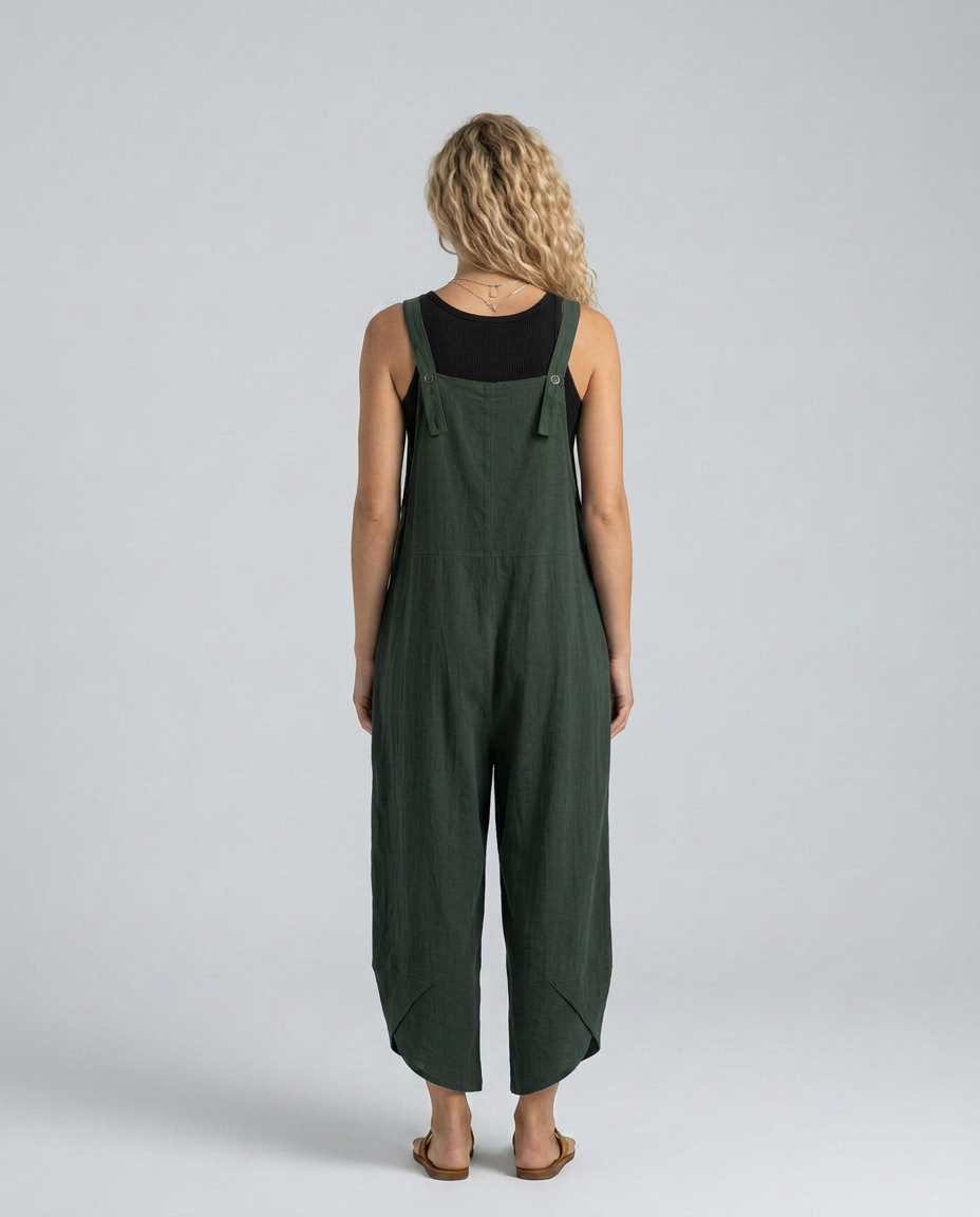 Lou ontspannen jumpsuit met brede pijpen in blauw 8