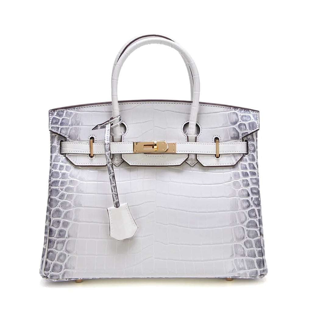 Luxe handtas met krokodillenpatroon in witte kleur