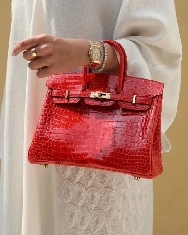 Luxe handtas met krokodillenpatroon in witte kleur 13