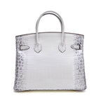 Luxe handtas met krokodillenpatroon in witte kleur 3