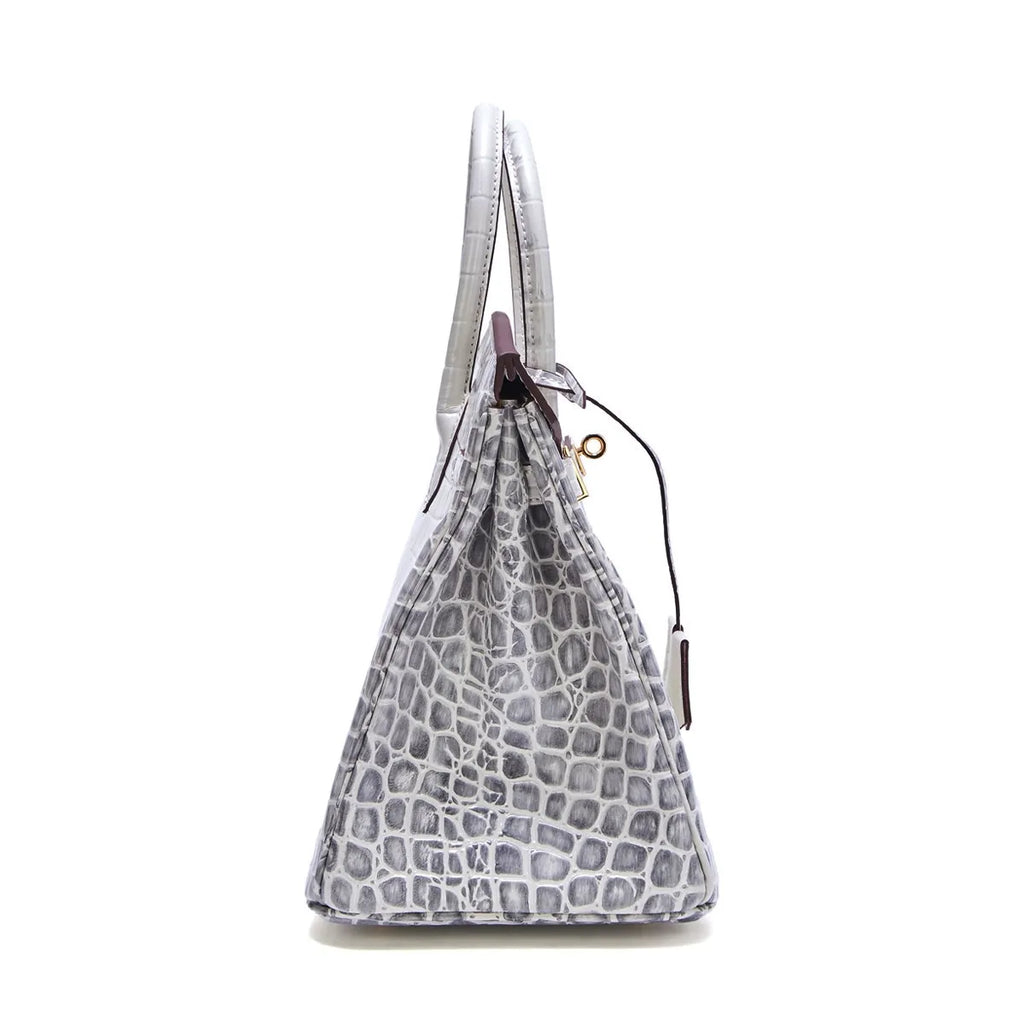 Luxe handtas met krokodillenpatroon in witte kleur 4