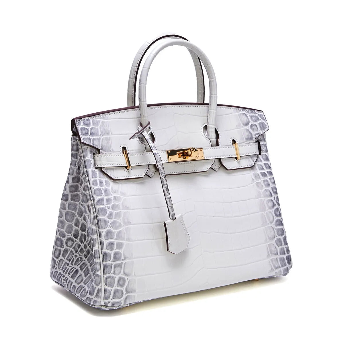 Luxe handtas met krokodillenpatroon in witte kleur 5