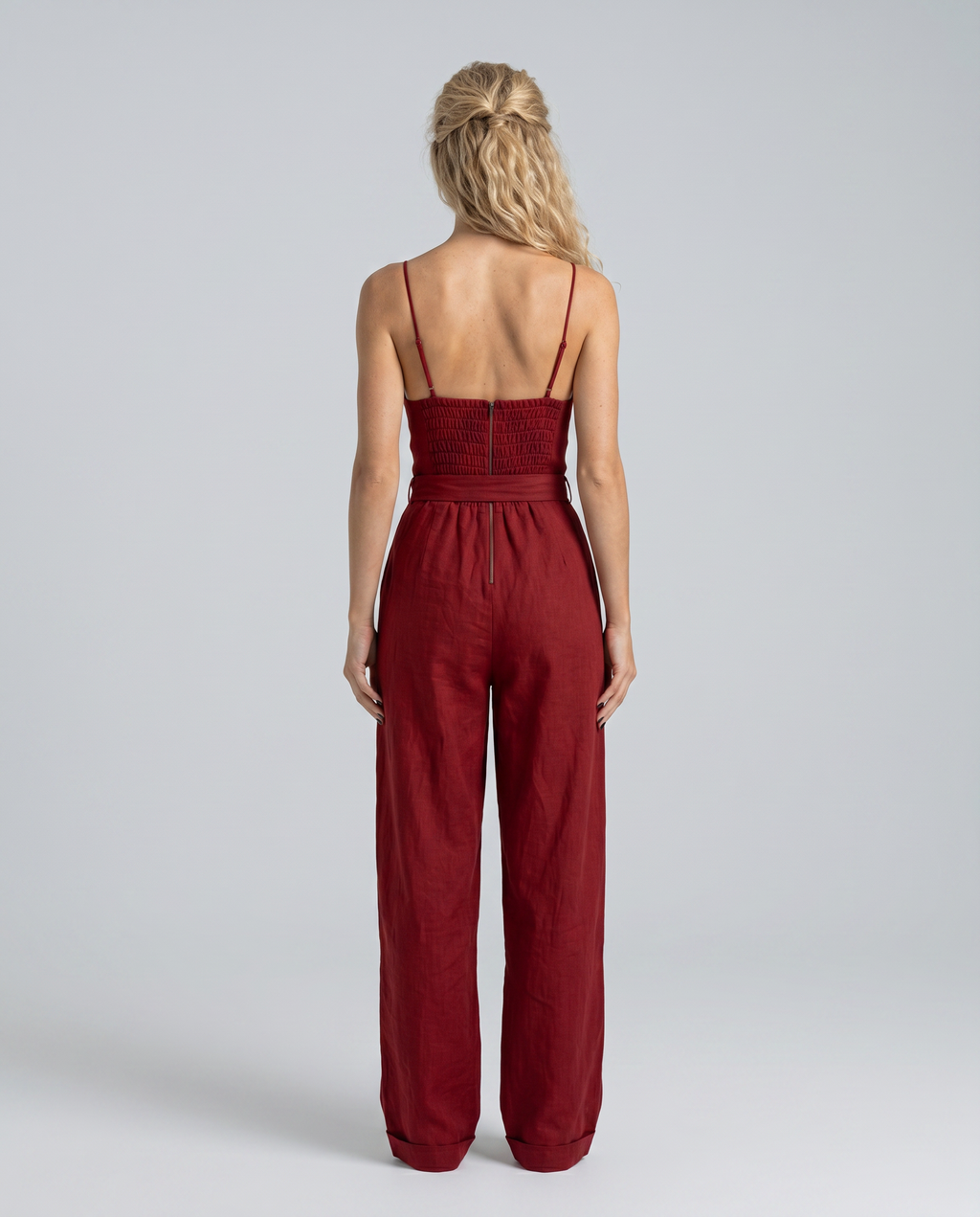 Elegante linnen-blend geplooide jumpsuit voor dames. 2