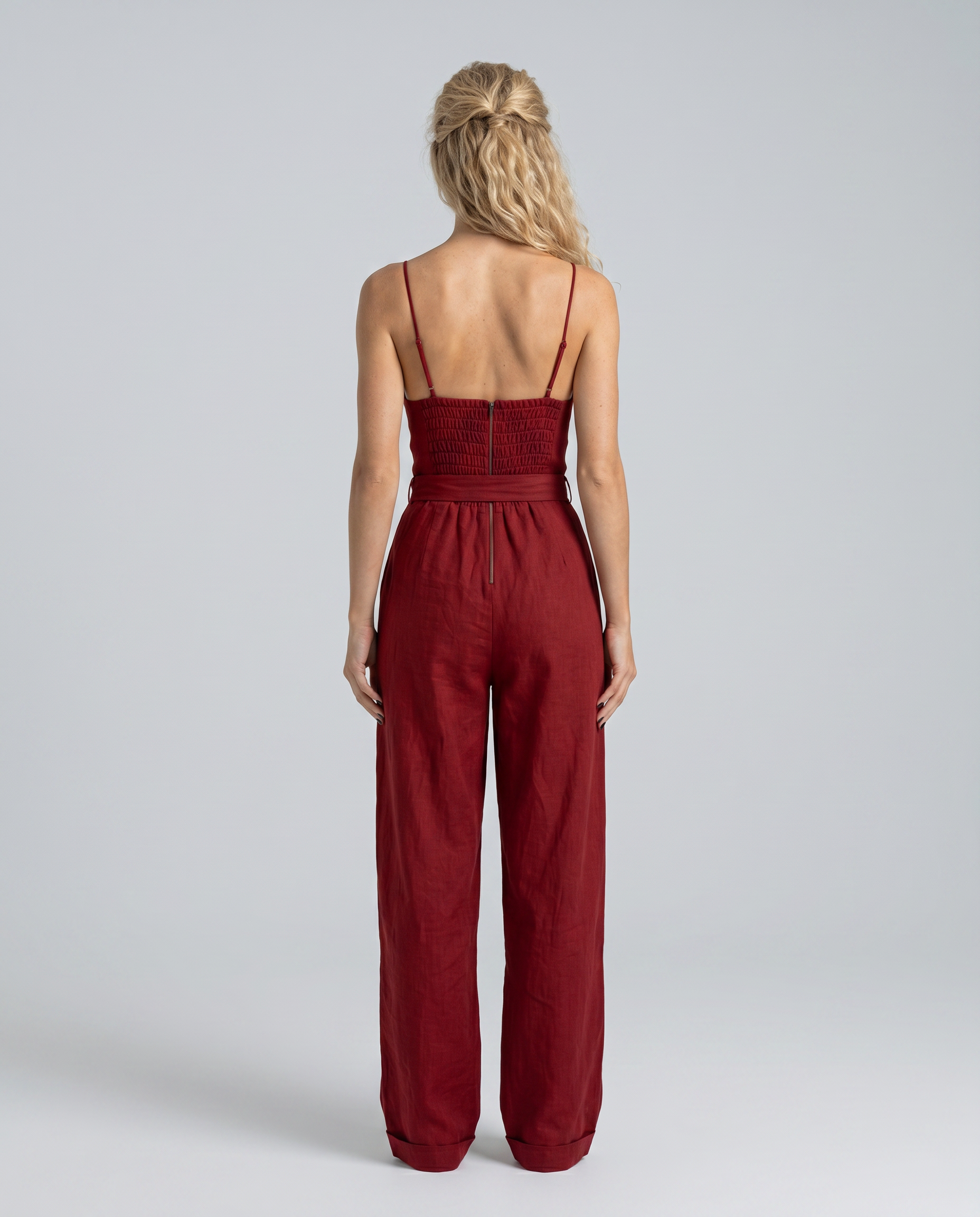 Elegante linnen-blend geplooide jumpsuit voor dames. 2