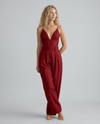 Elegante linnen-blend geplooide jumpsuit voor dames. 3