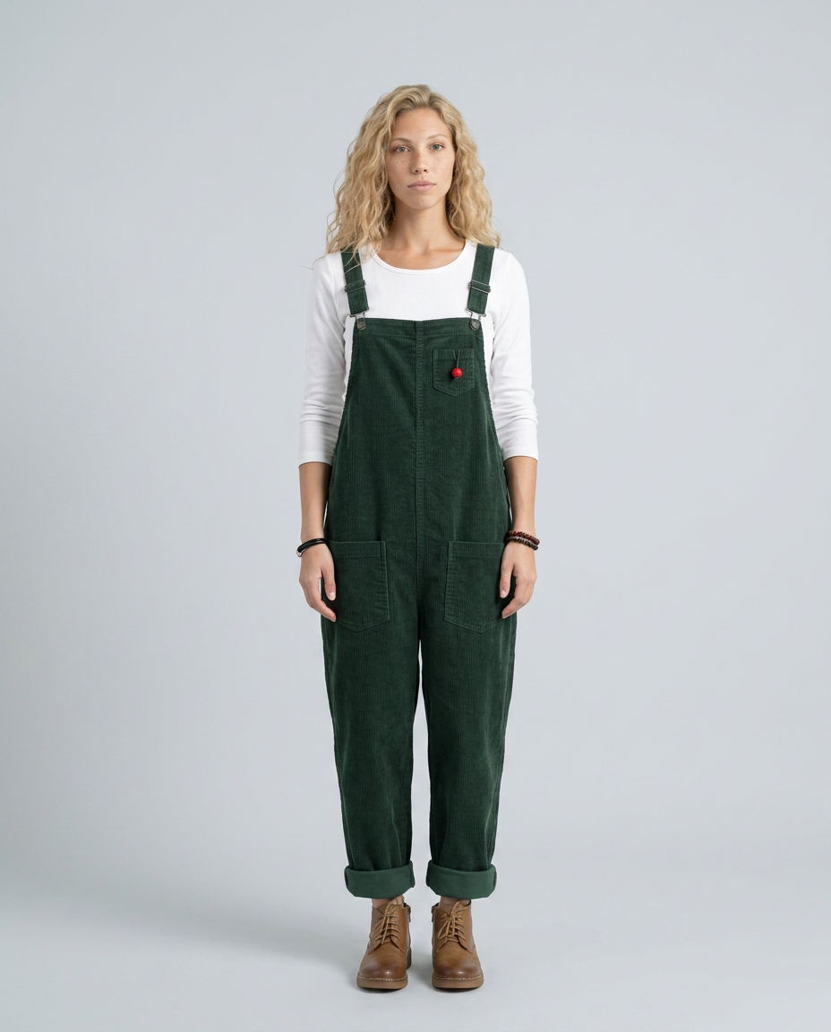 Ora corduroy jumpsuit met verstelbare bandjes in verschillende kleuren.
