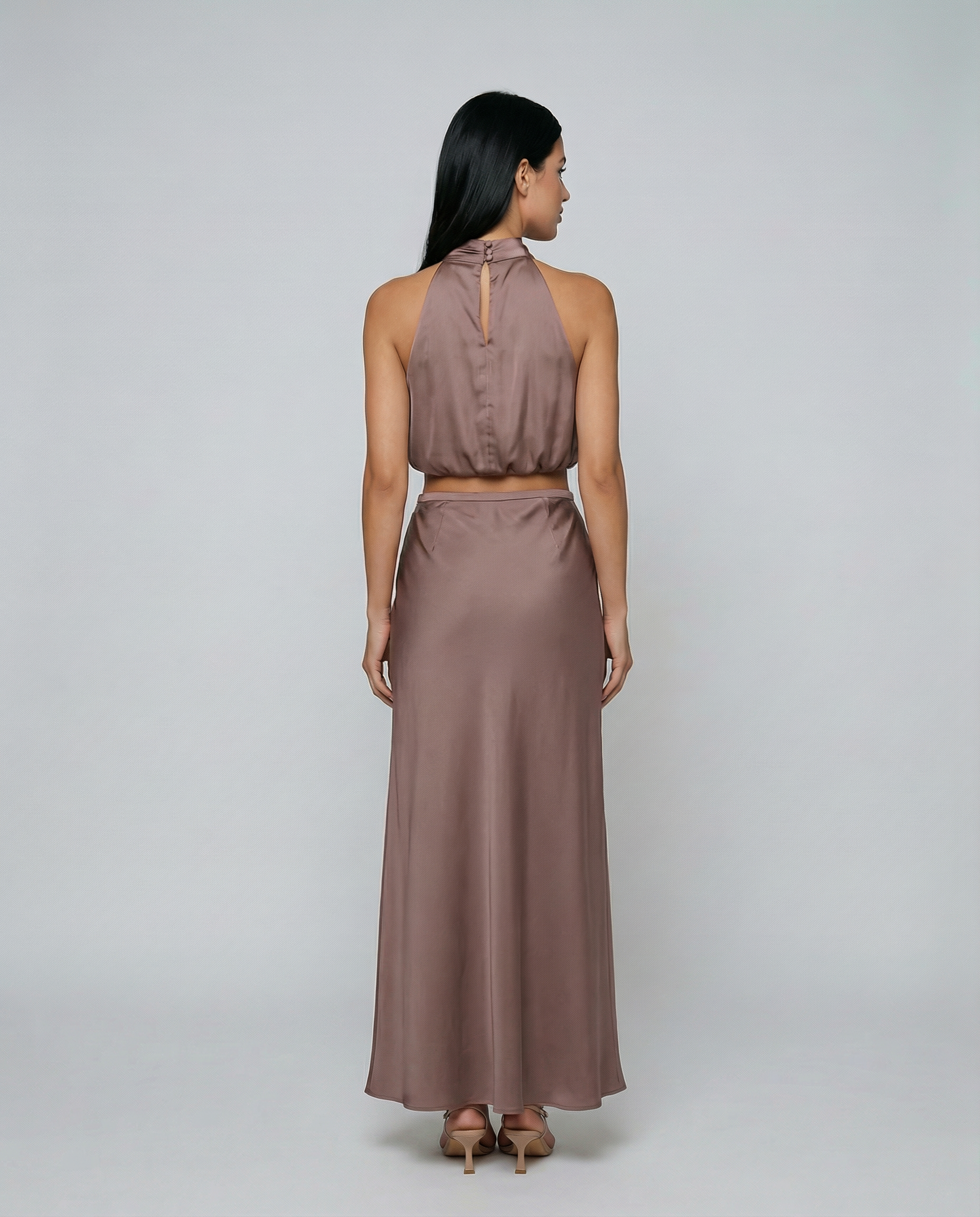 Elegante Polly twee-delige set met haltertop en maxi rok 2